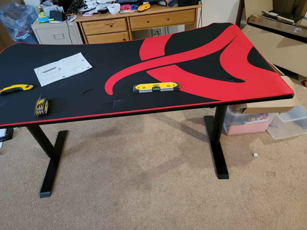 arozzi arena gaming desk design view after assembly 