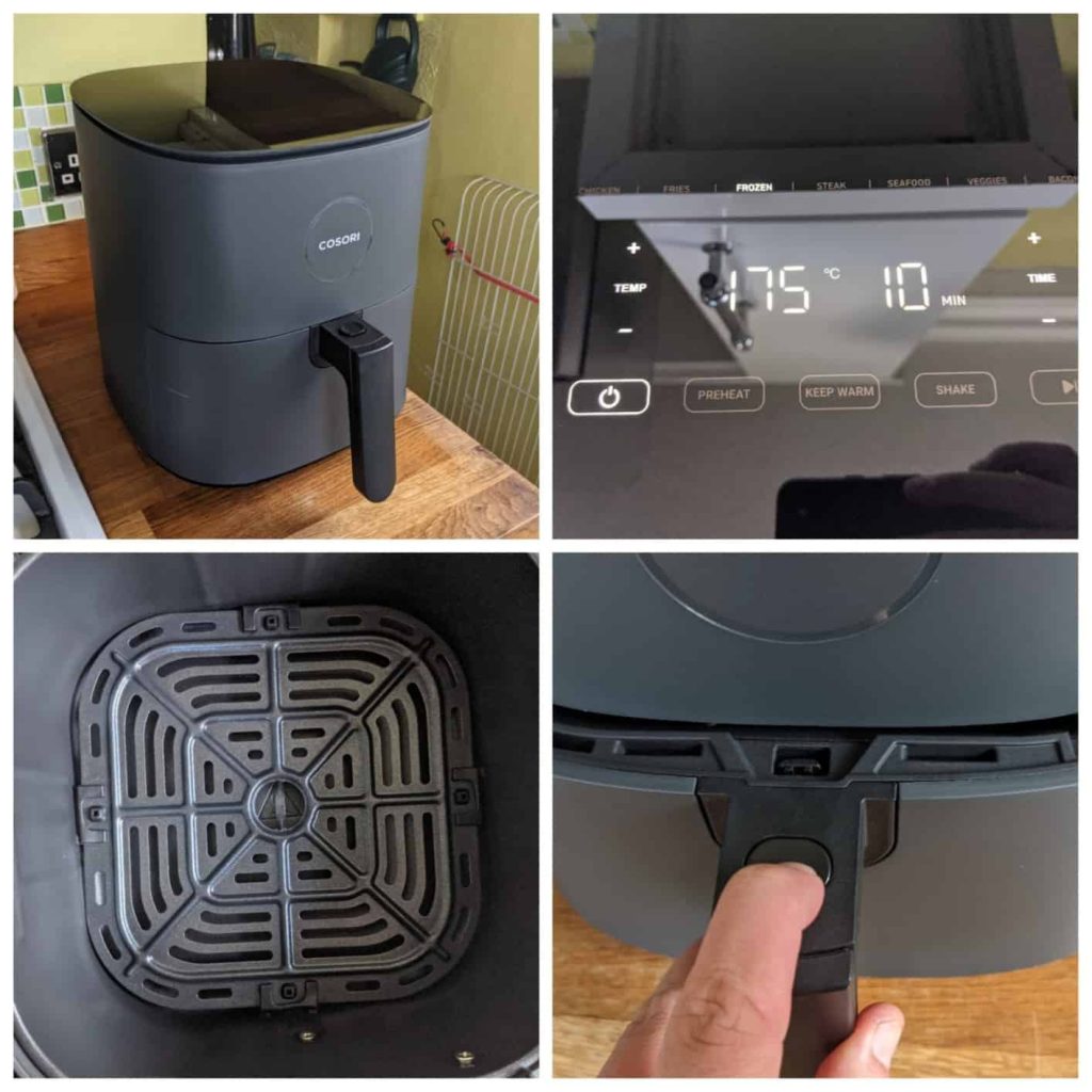 cosori 4.7l air fryer presets and cooking functions view