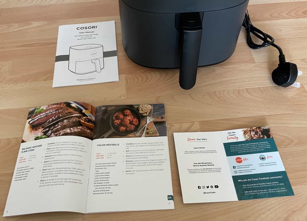cosori 4.7l air fryer instruction manual view
