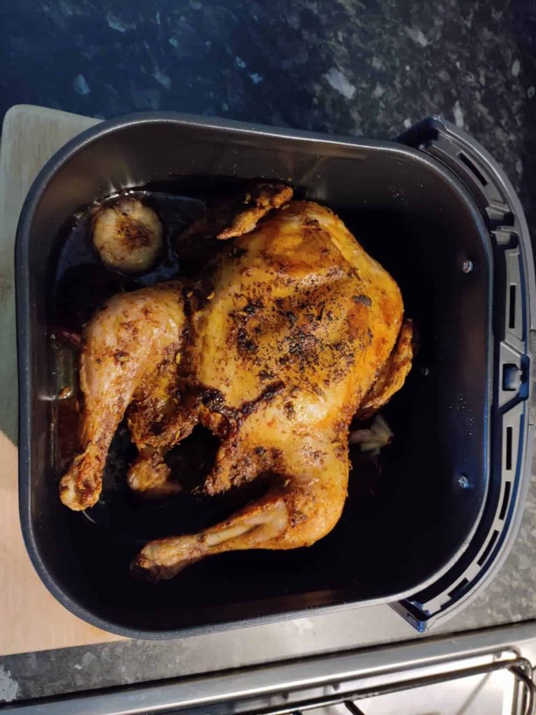cosori 4.7l air fryer our cooking result roasted chicken view 1