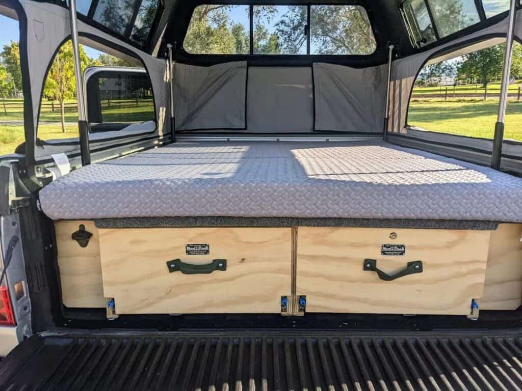 fiiting milliard tri folding mattress into a campervan view