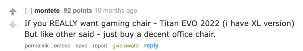 best gaming chair reddit secretlab titan evo
