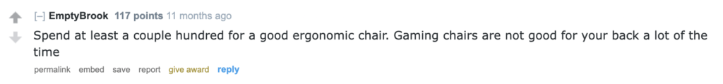 reddit views on best gaming chair reddit