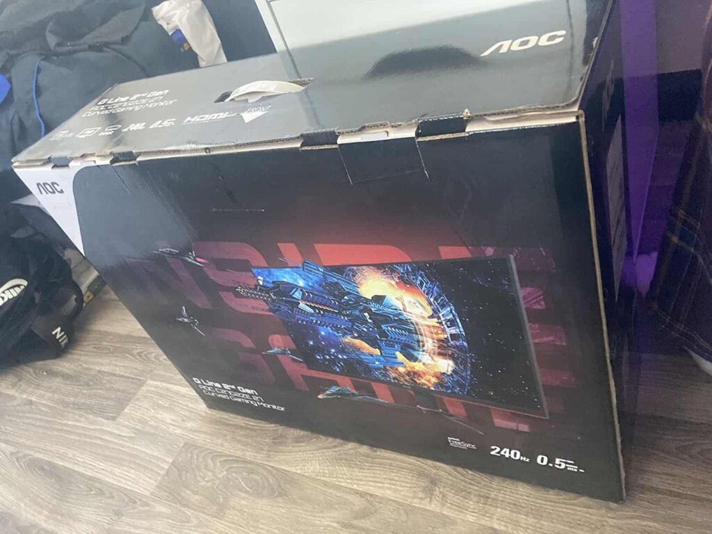 view aoc 27g gaming monitor unboxing purchased package arrival home