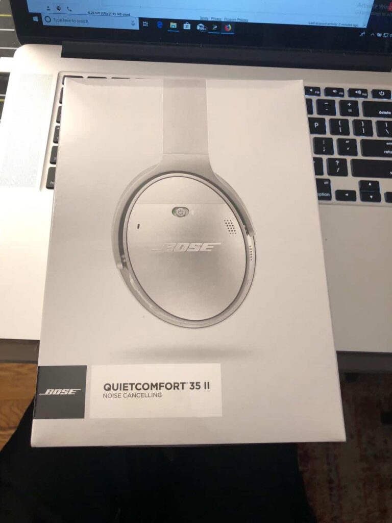 view bose qc35 noise cancellating headphones unboxing purchased package arrival home reddit recommendation