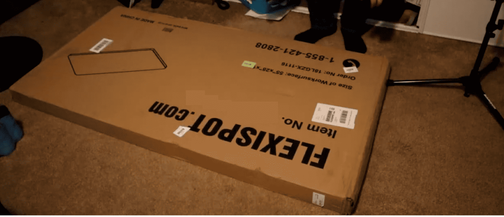 view of flexispot e8 standing desk unboxing purchased package arrival home