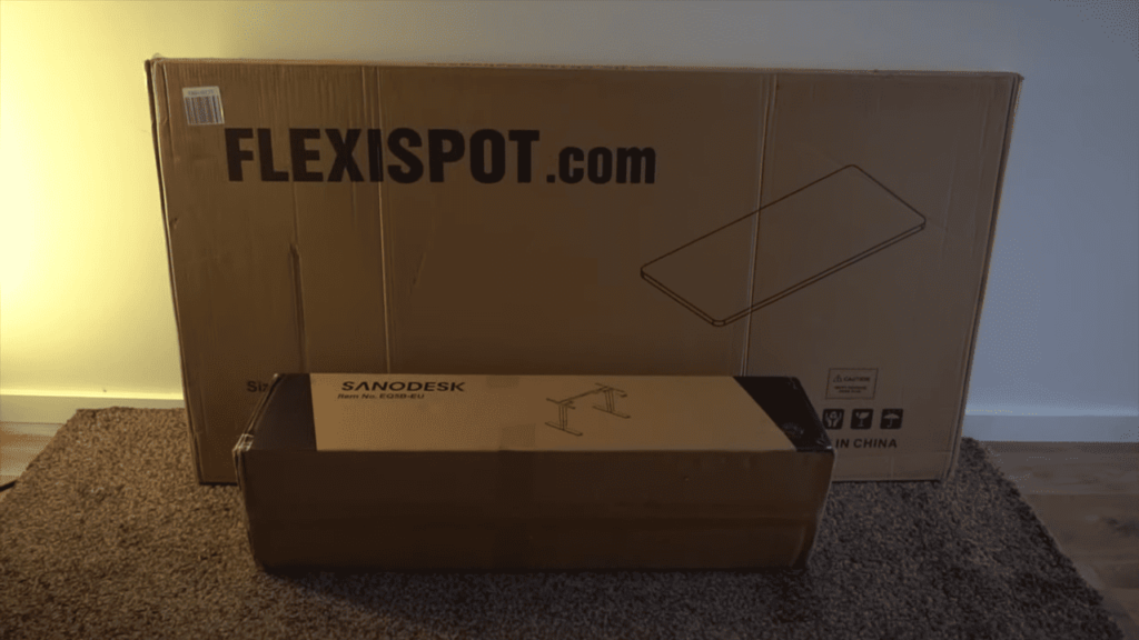 view of flexispot eq5 standing desk unboxing purchased package arrival home