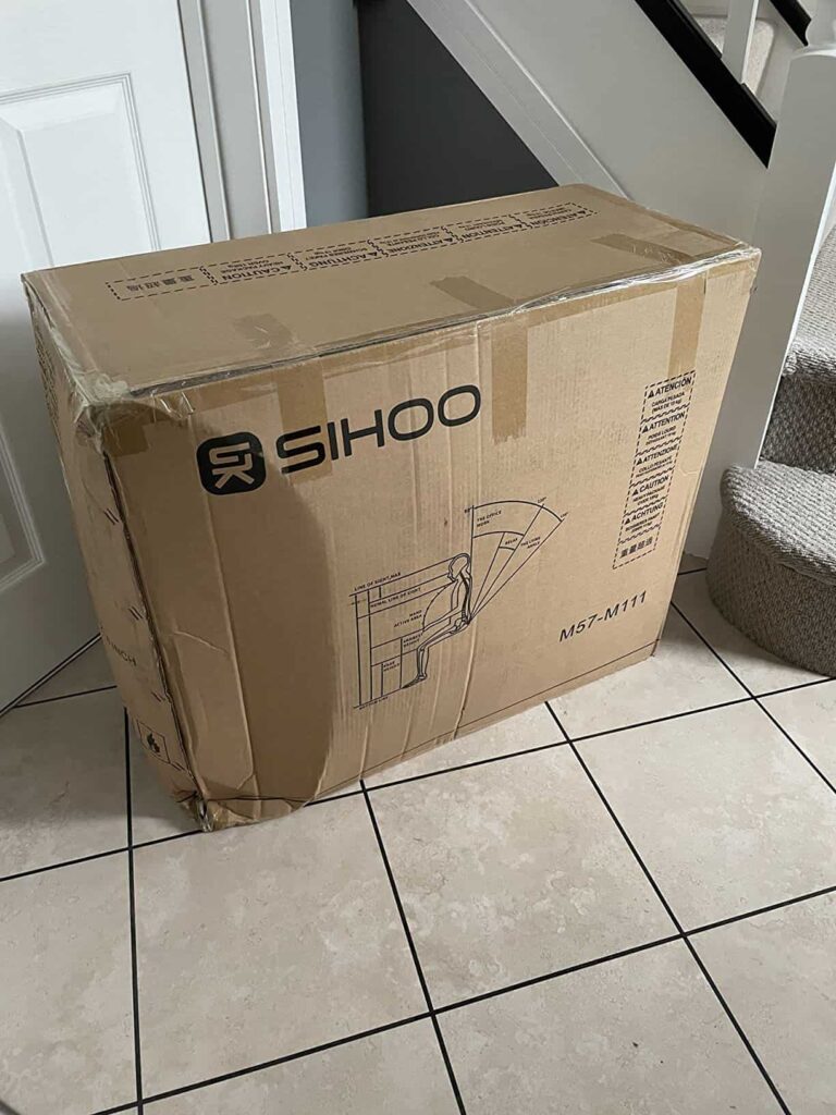 view of sihoo m57 office chair unboxing purchased package arrival home