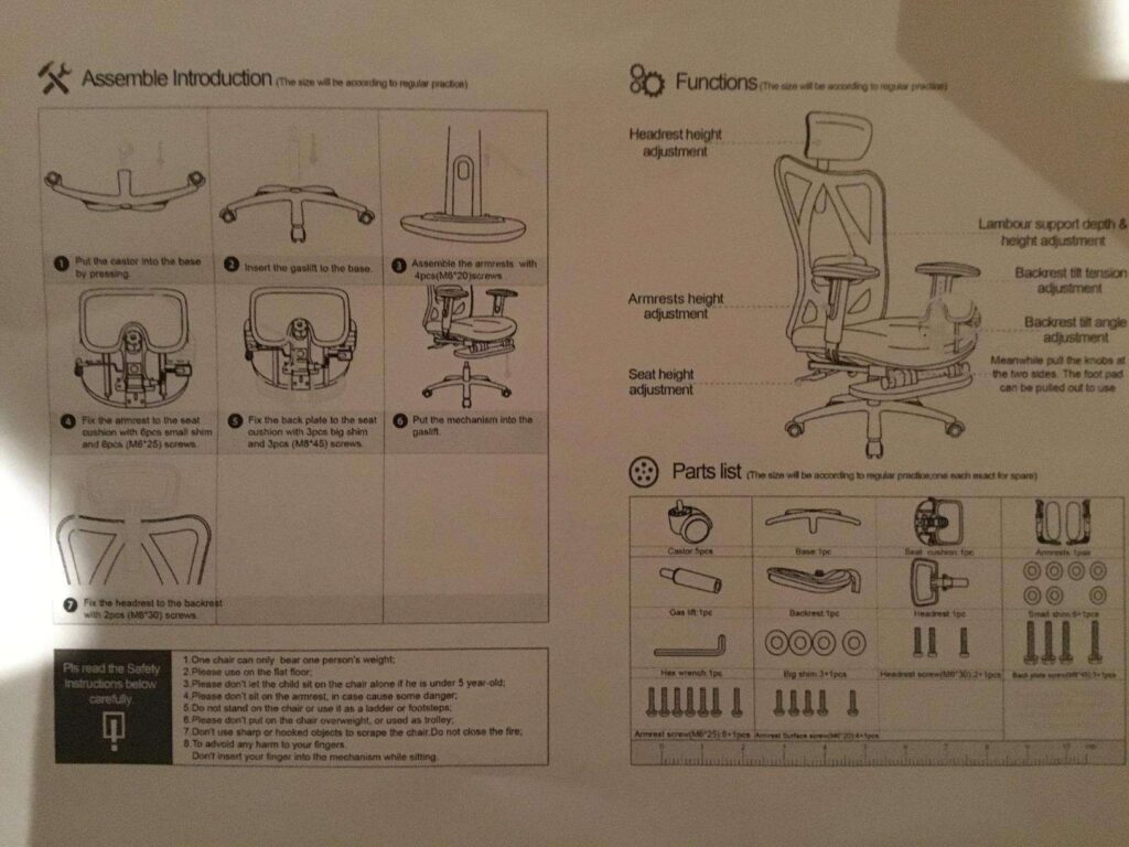 view of sihoo office chair manual instructions 1