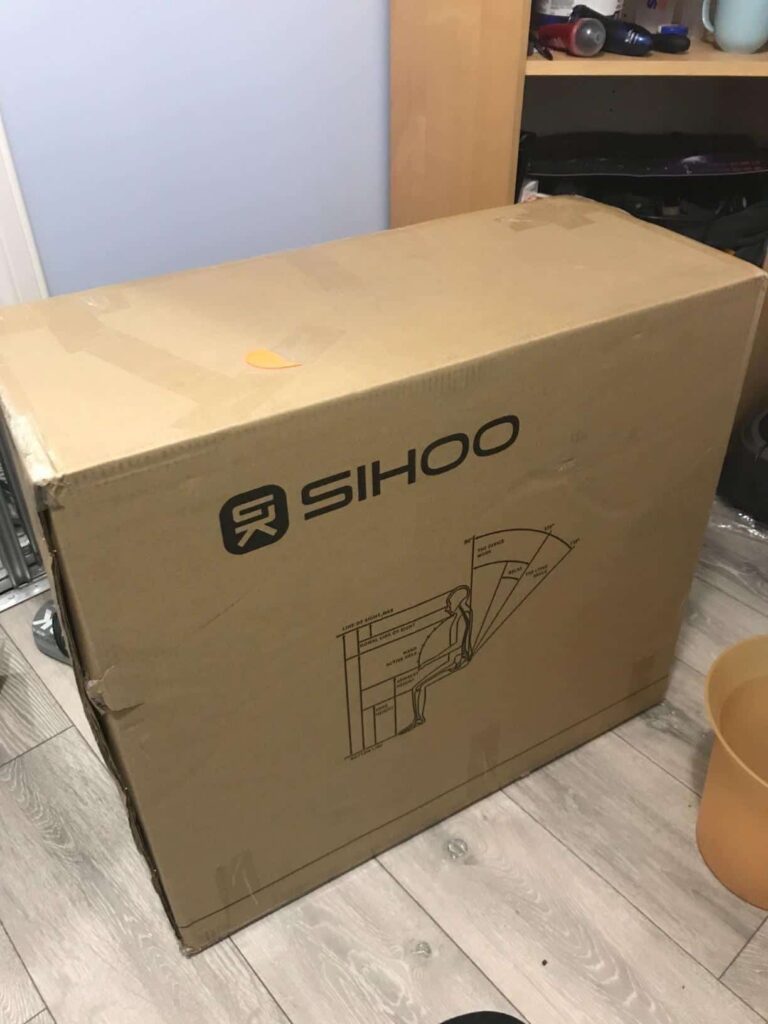 view of sihoo m18 ergonomic office chair unboxing purchased package arrival home
