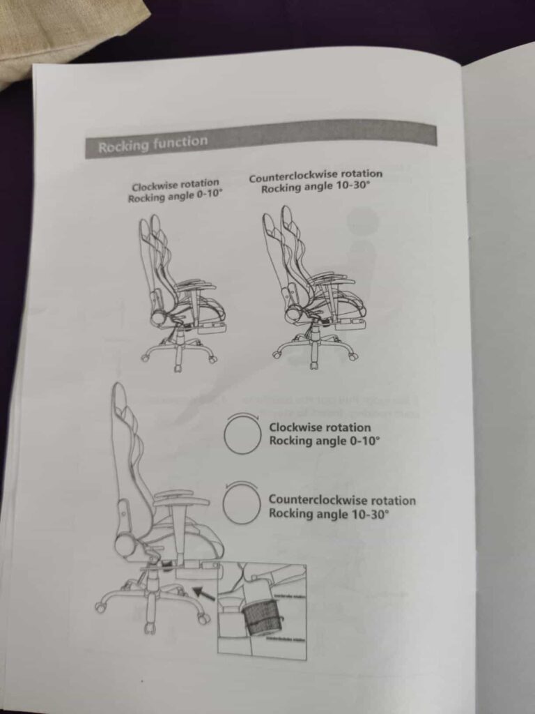 view of assembly instructions of hironpal gaming chair by our experts