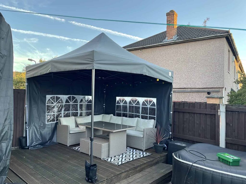 view of gorilla heavy duty gazebo uk tried and tested for several week unboxing purchased package arrival at home testing experience
