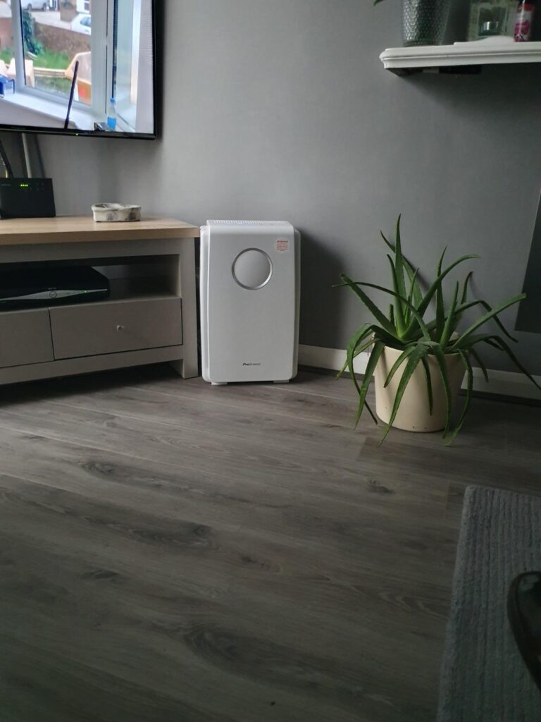 view of pro breeze air purifier uk under 100 tried and tested for several week unboxing purchased package arrival at home testing experience 