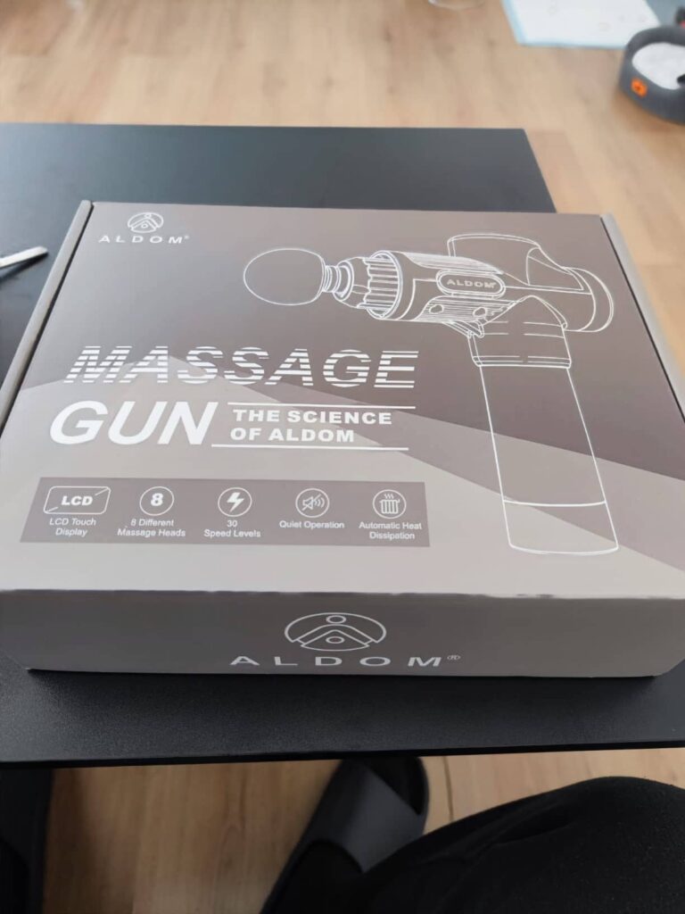 view of aldom massage gun under 100 uk tried and tested for several week unboxing purchased package arrival at home testing experience