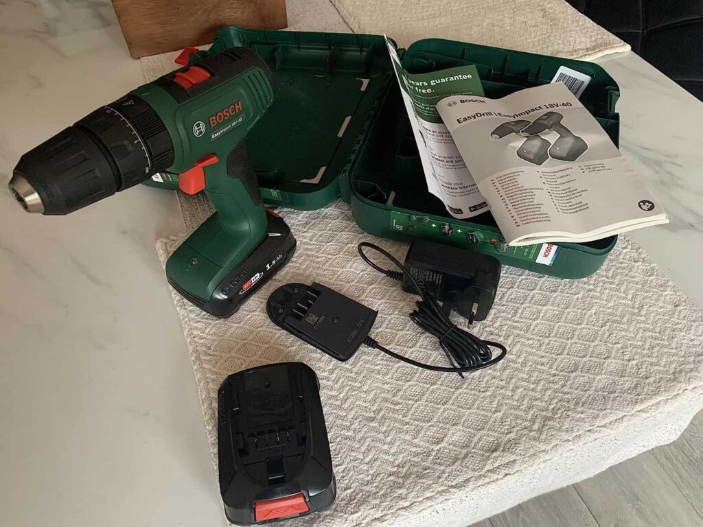 view of bosch cordless drill under 100 tried and tested for several week unboxing purchased package arrival at home testing experience 
